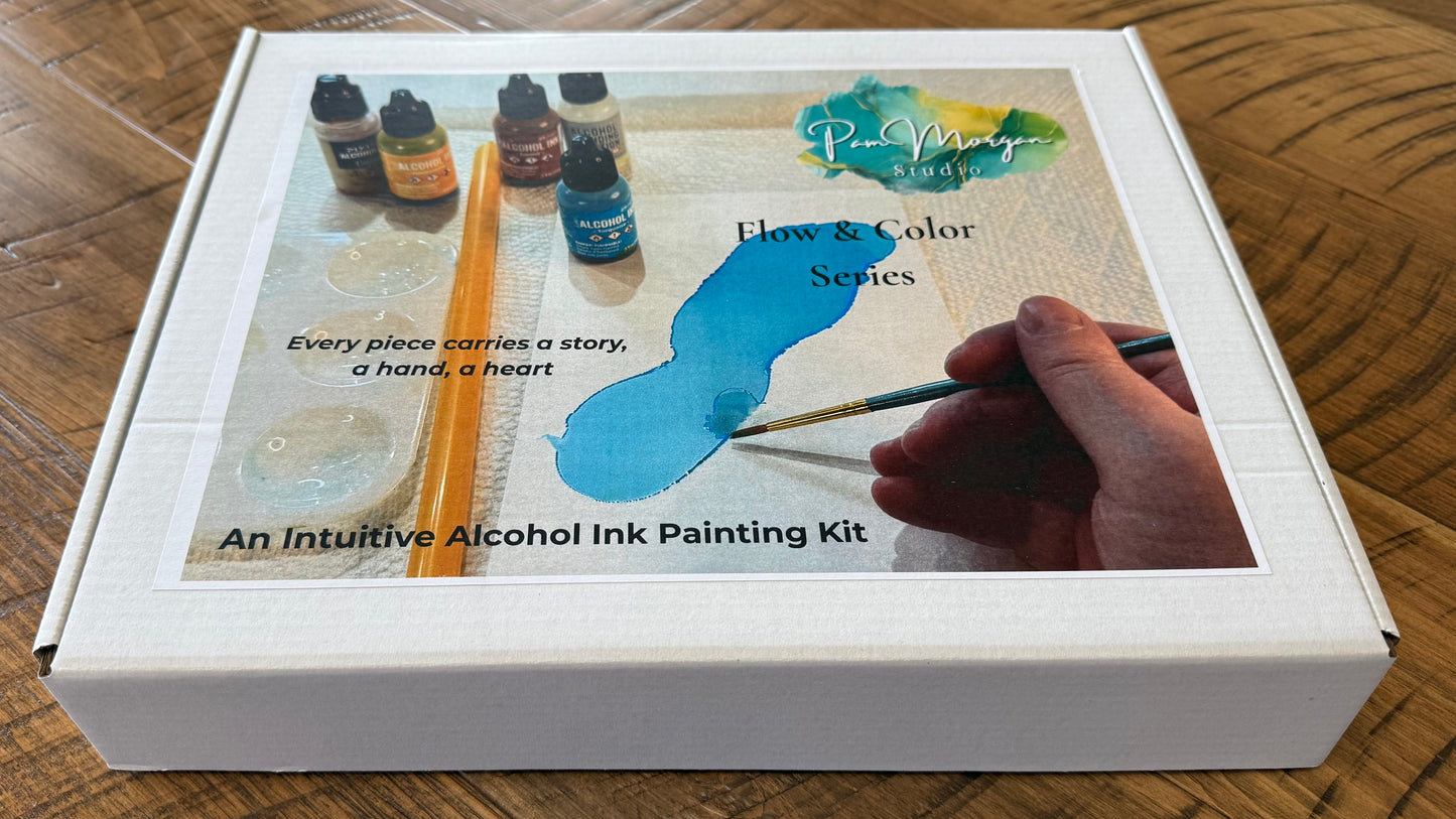 Flow & Color Series - Arctic Flow 8x8 Ceramic Tile Intuitive Alcohol Ink Painting Kit