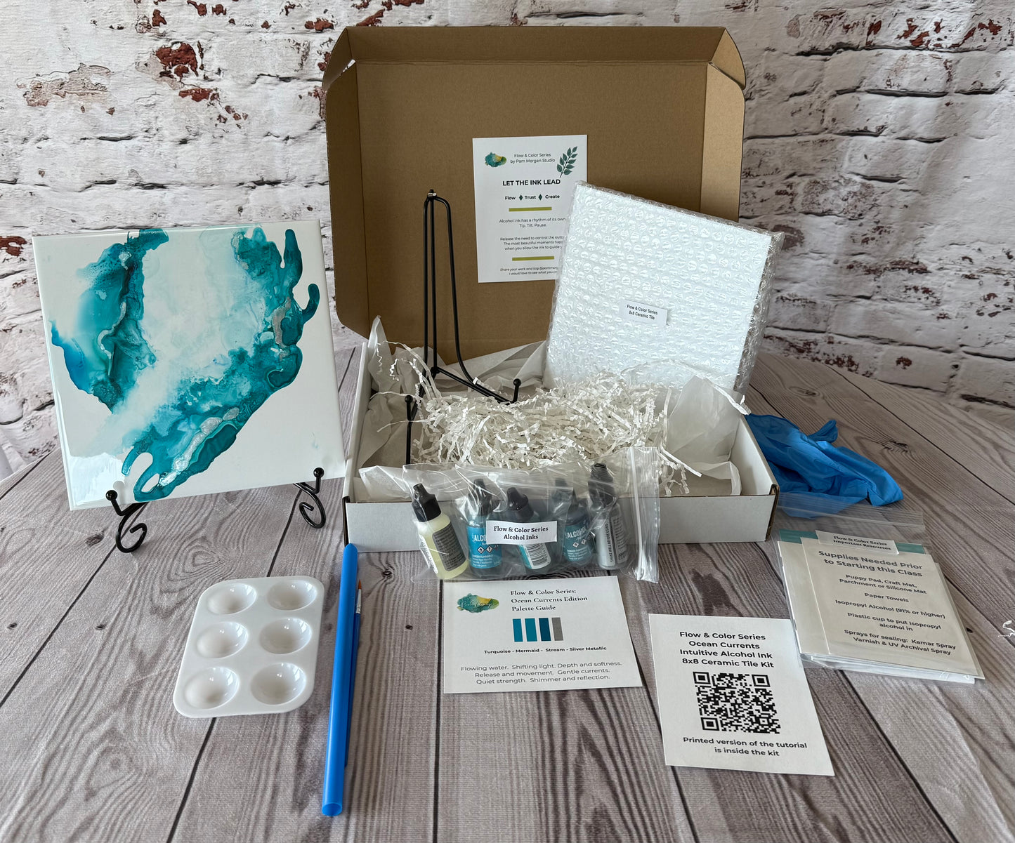 Flow & Color Series: Ocean Currents Edition 8x8 Ceramic Tile Kit