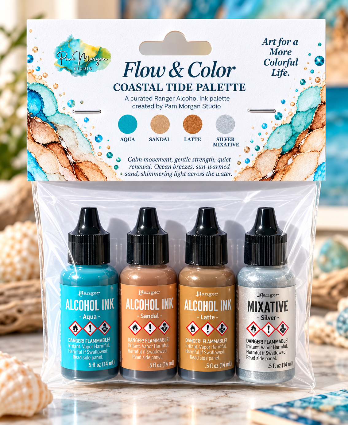 Flow & Color - Costal Tide Alcohol Ink Palette