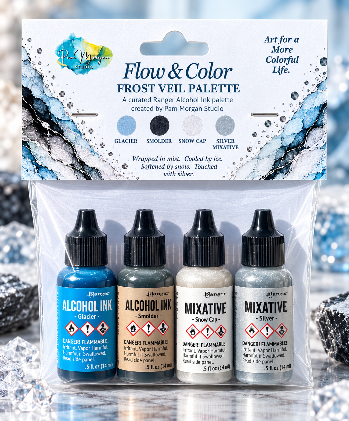 Flow & Color - Frost Veil Alcohol Ink Color Palette