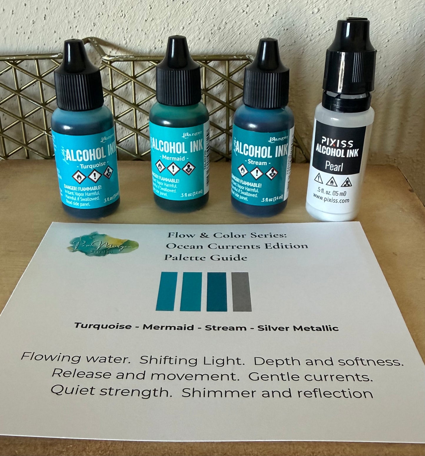 Flow & Color Series:  Ocean Currents Edition Intuitive Alcohol Art Notecard Kit