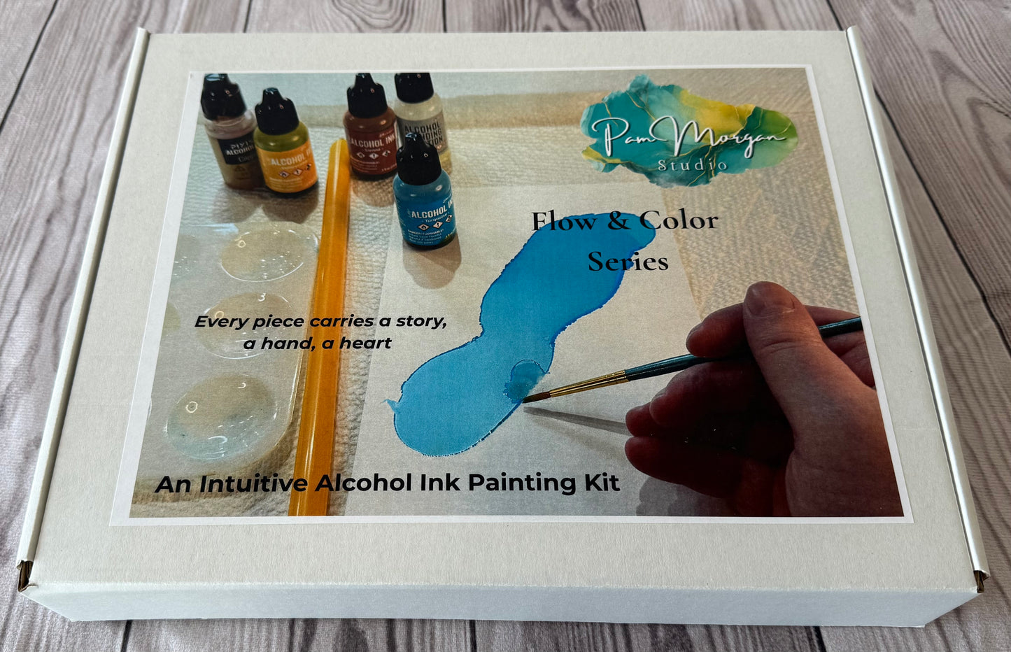 Flow & Color Series - Stone & Shadow Alcohol Ink 8x8 Ceramic Tile Kit