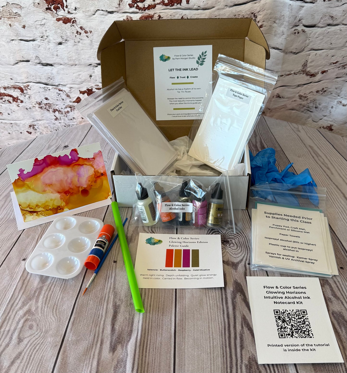 Flow & Color Series:  Glowing Horizons Alcohol Ink Notecard Kit