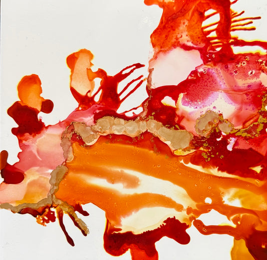 Flow & Color Series:  Glowing Horizons Alcohol Ink 8x8 Ceramic Tile Kit