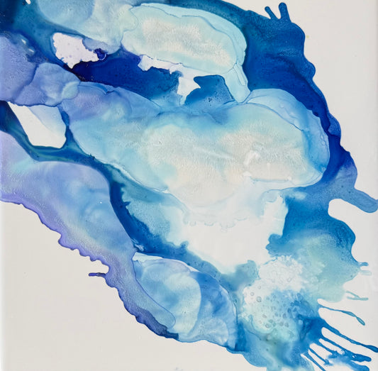 Flow & Color Series - Arctic Flow 8x8 Ceramic Tile Intuitive Alcohol Ink Painting Kit