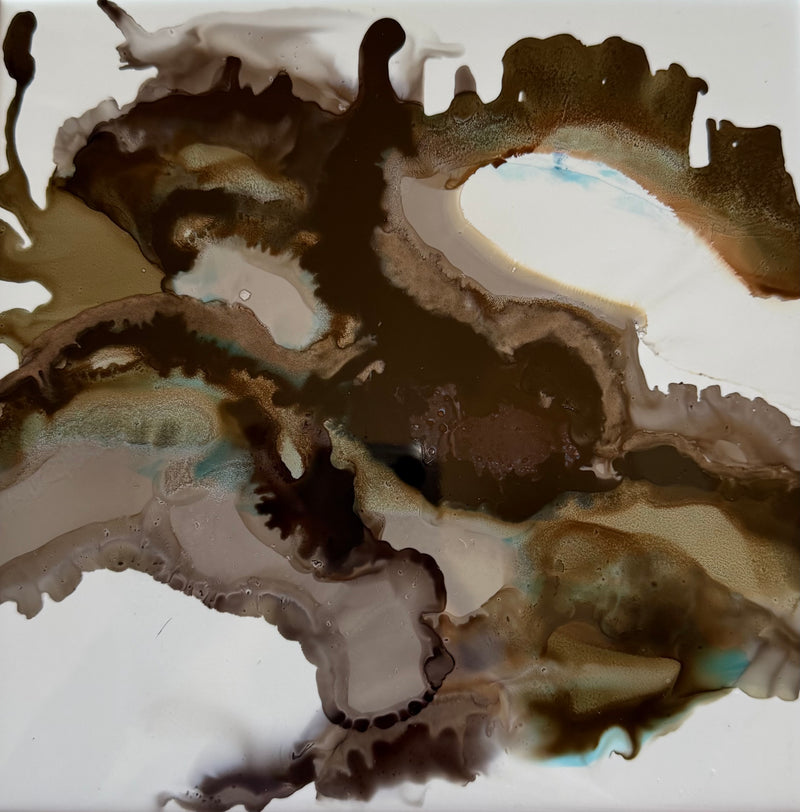 Flow & Color Series - Stone & Shadow Alcohol Ink 8x8 Ceramic Tile Kit